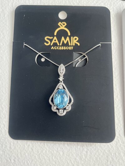 گردنبند زنانه سواروسکى نگین آبى 