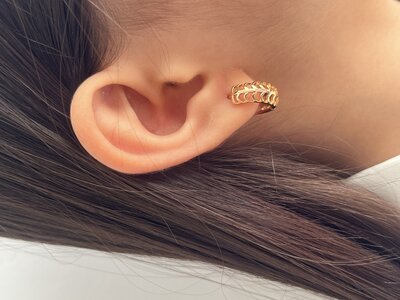 گوشواره حلقه اى طلايى طرح مشبك