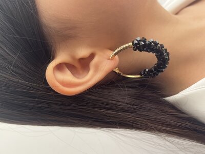 گوشواره حلقه اى طرح مرواريدى مشكى
